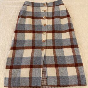 Petite Studio Blue Plaid Rita Skirt XS